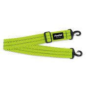Green strap with blue pattern and Flowfold logo on a white background