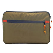Flowfold Ally Laptop Case & water repellent recycled laptop sleeve made in USA Olive green and brick red