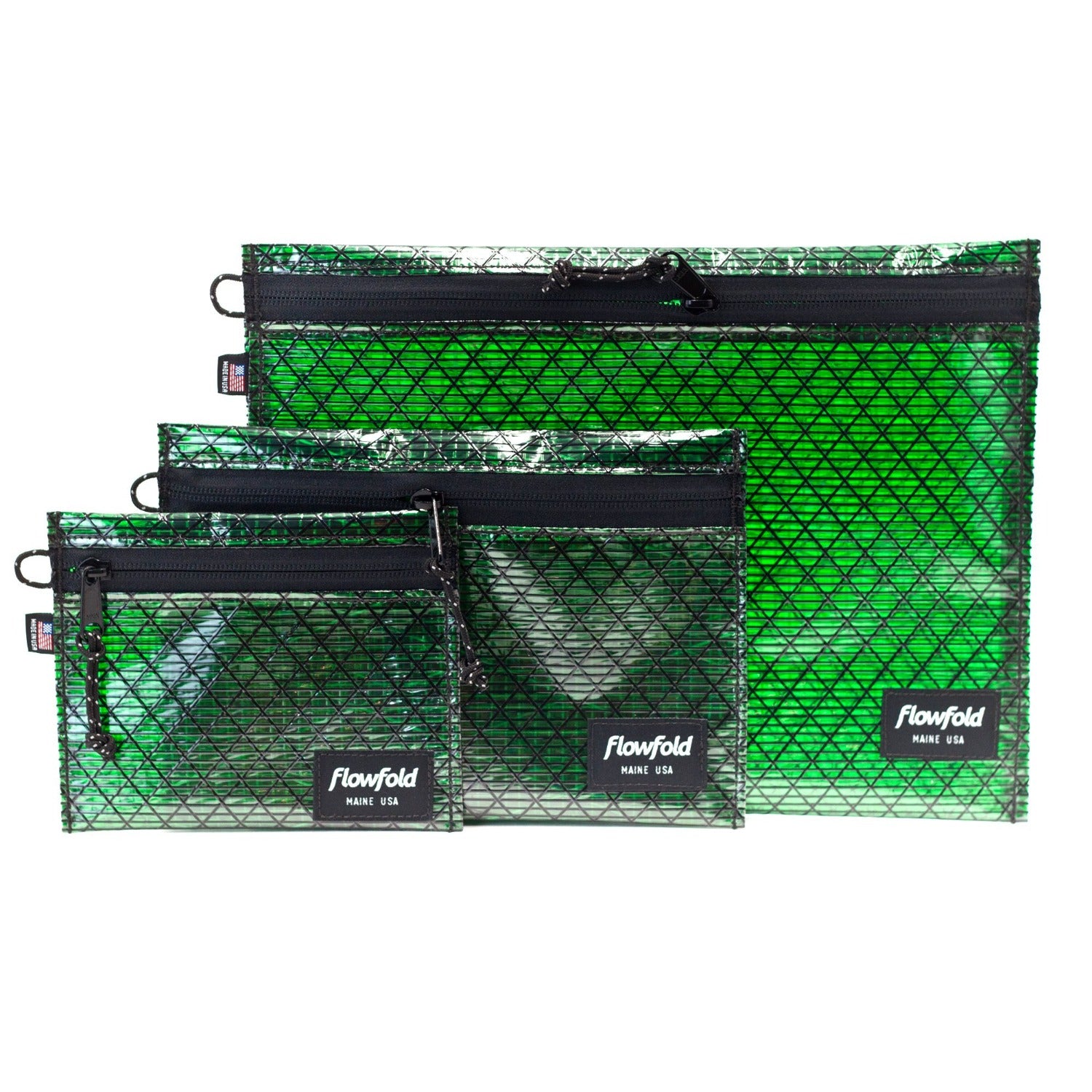 Flowfold Recycled Sailcloth Voyager Water Resistant Pouch / Utility Zipper Pouches Set