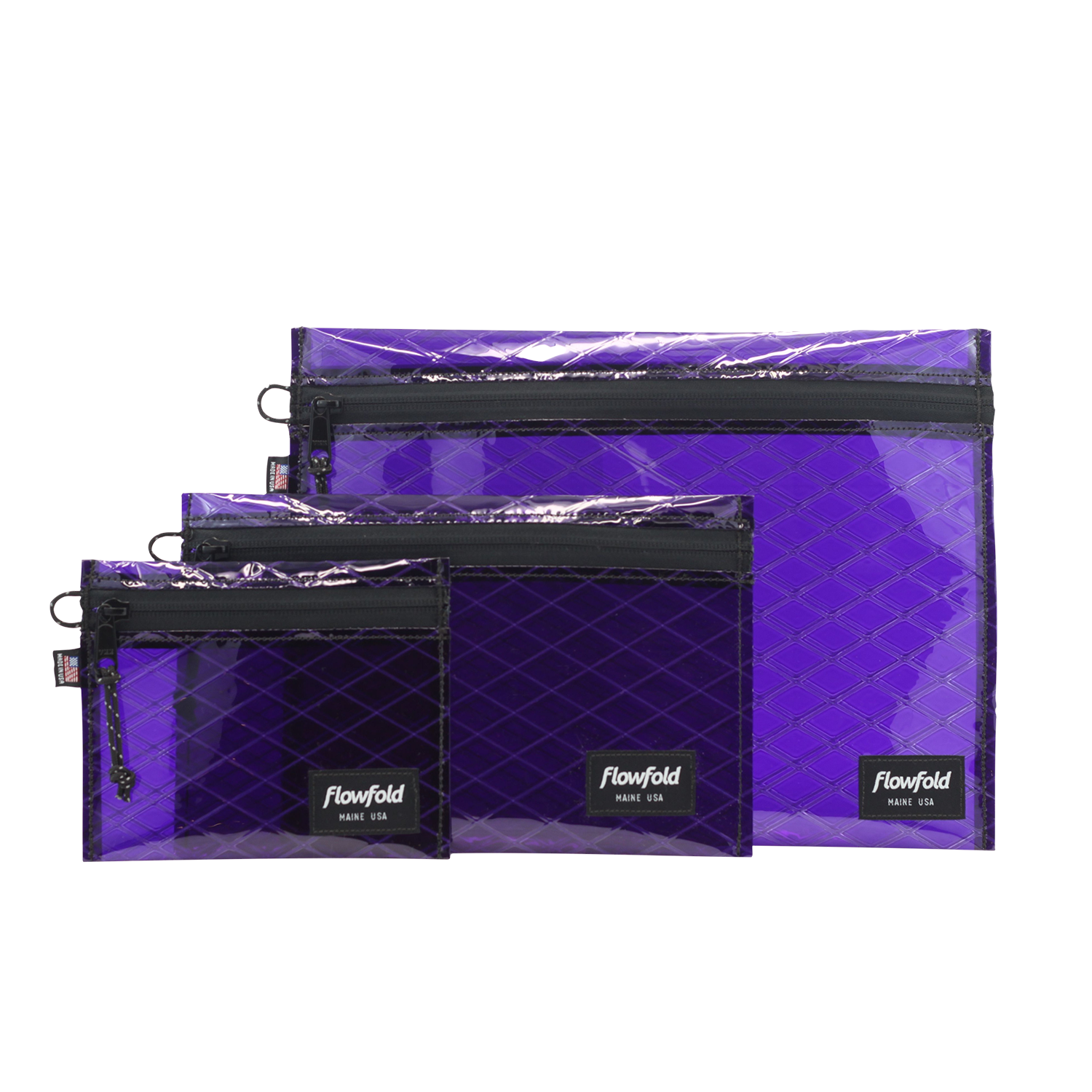 Flowfold Recycled Sailcloth Voyager Water Resistant Pouch / Utility Zipper Pouches Set