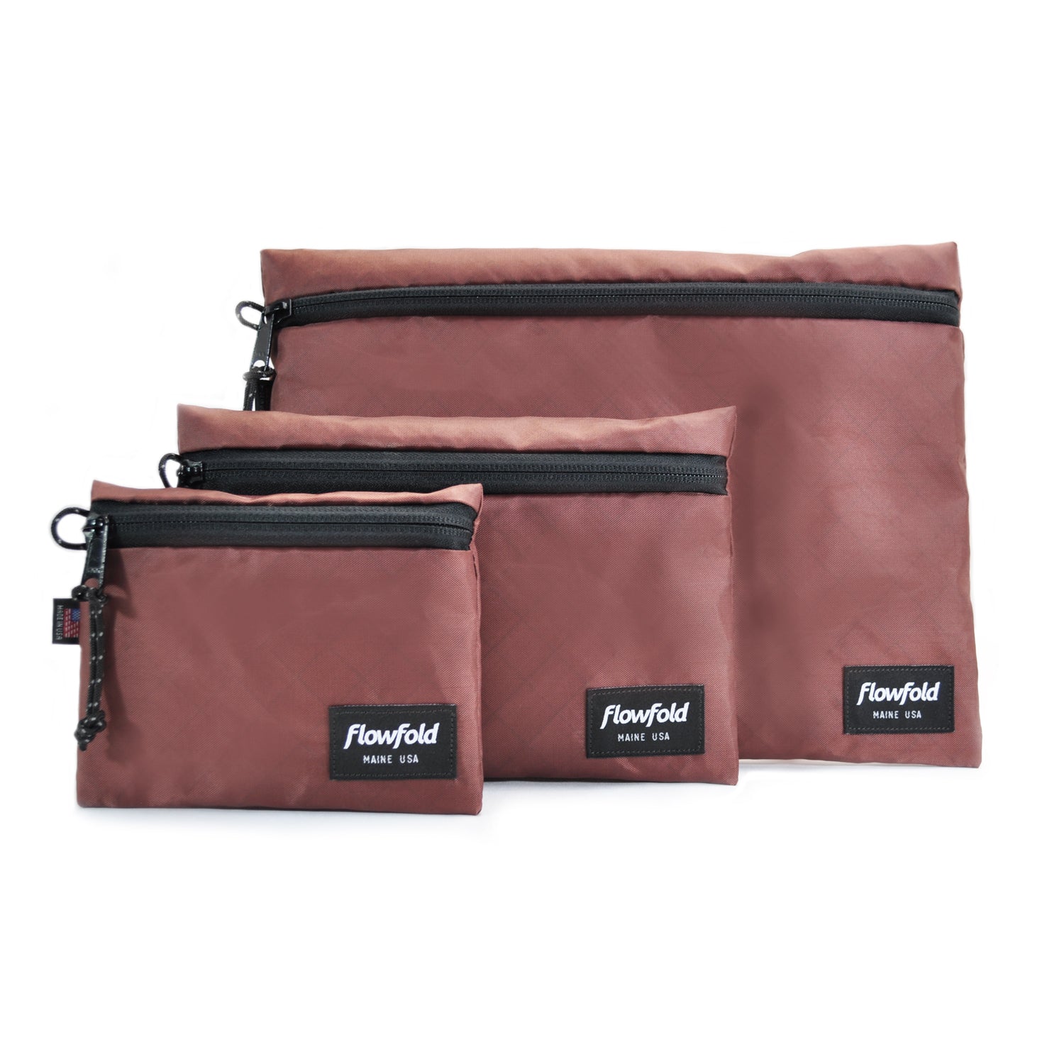  Utility Zipper Pouches Set Red Barn EcoPak Recycled Polyester