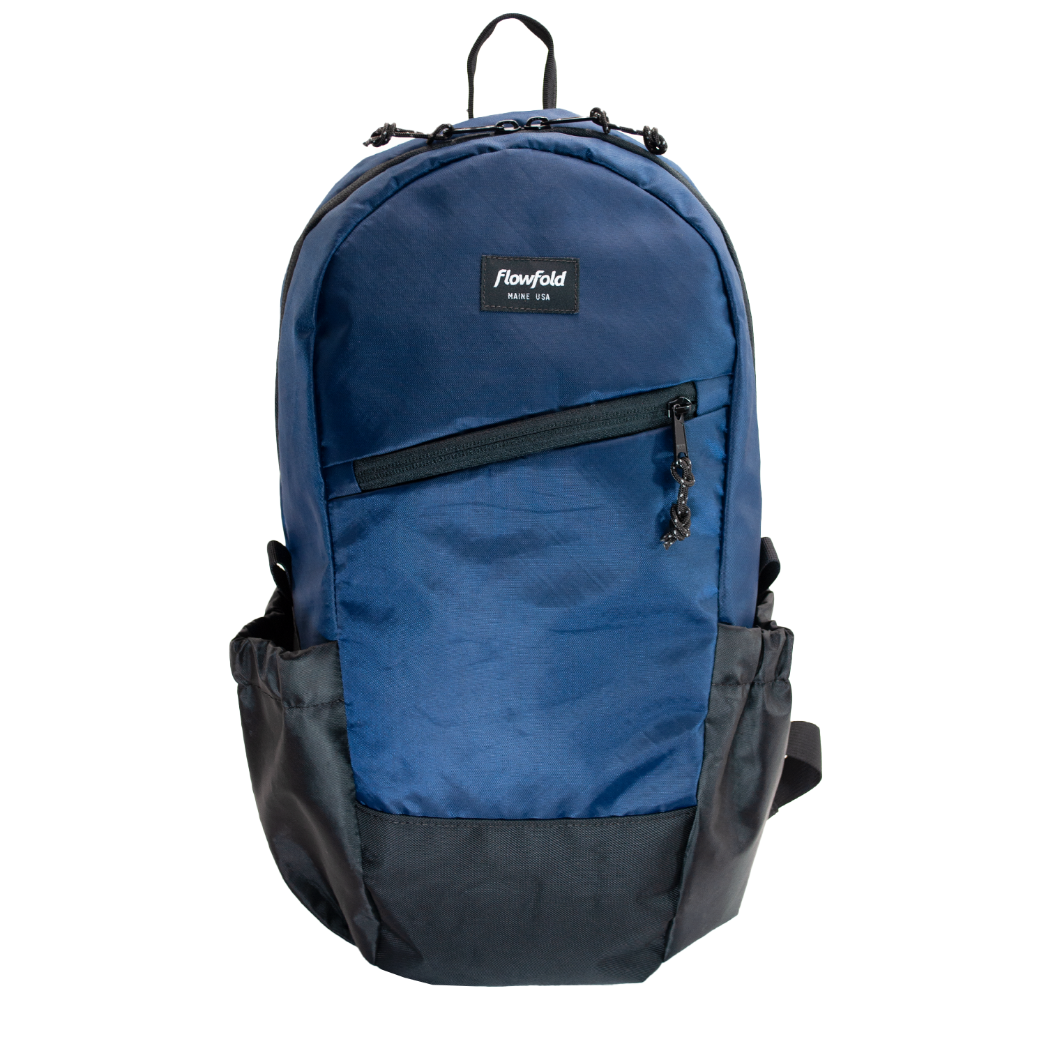 Flowfold 18L Optimist large backpack with water bottle sleeves, recycled navy
