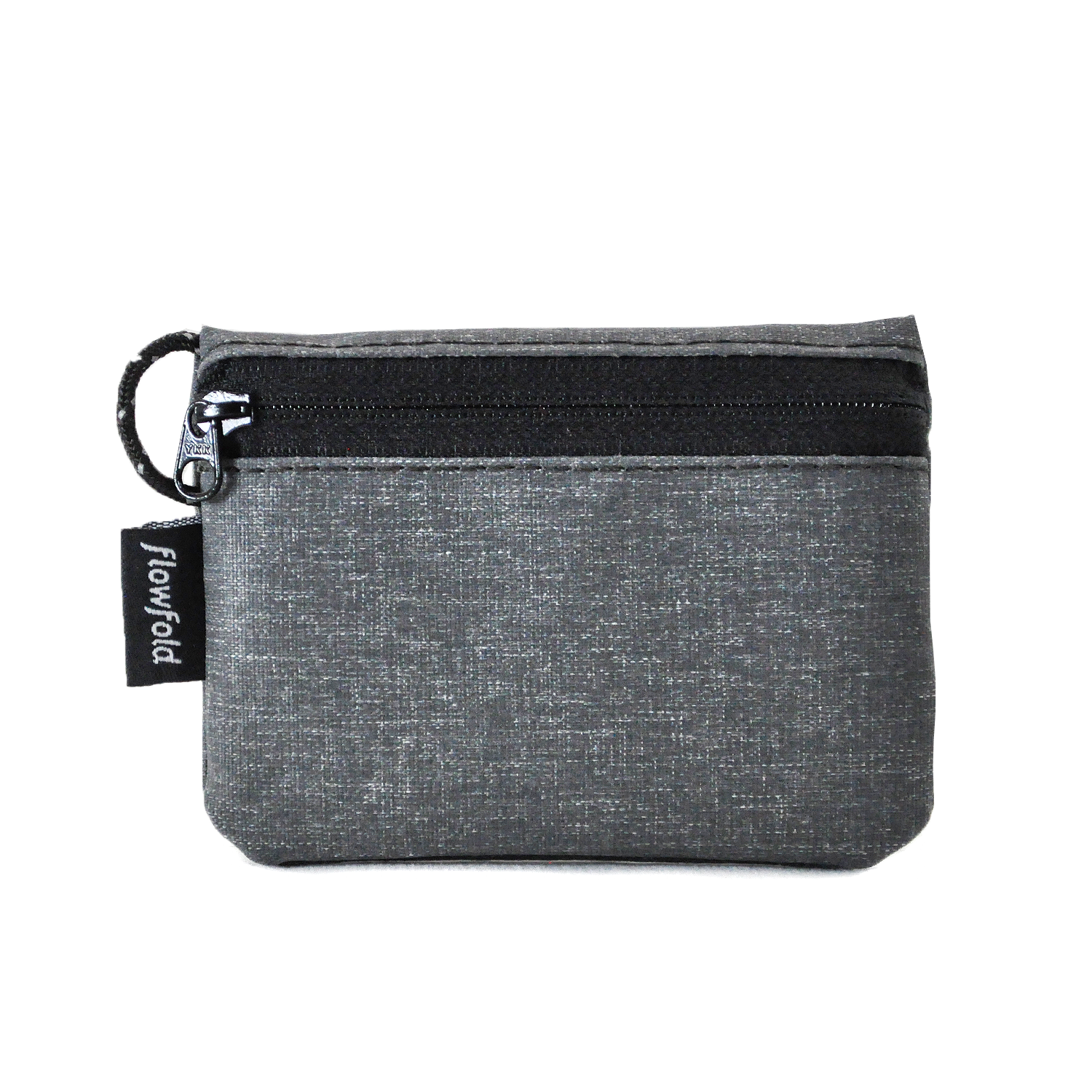 Flowfold Recycled Heather Grey Essentialist Zipper Pouch Wallet For Cash, Cards, and Airpods Made in USA, Maine by Flowfold