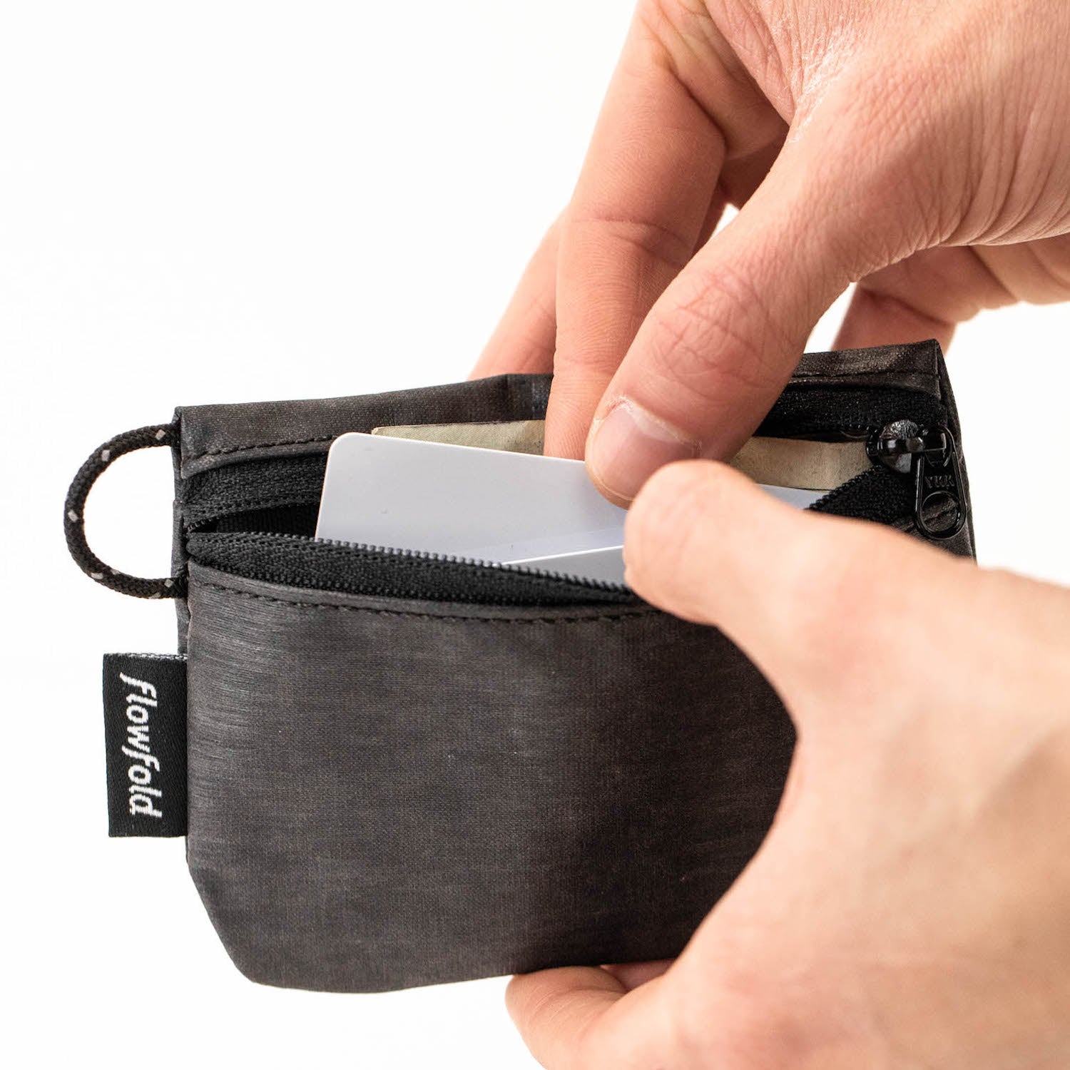 Flowfold Graphite Grey Essentialist Coin Pouch Wallet For Cash, Cards, and Coins Made in USA, Maine by Flowfold