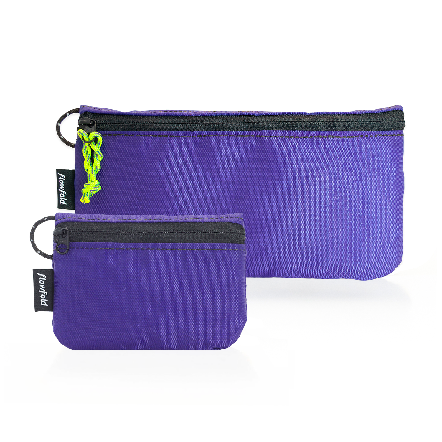 Flowfold Camden Kit: Creator Large Zippered Women's Wallet For Cash, Cards, and Phone + Essentialist Zipper Pouch, Recycled Purple