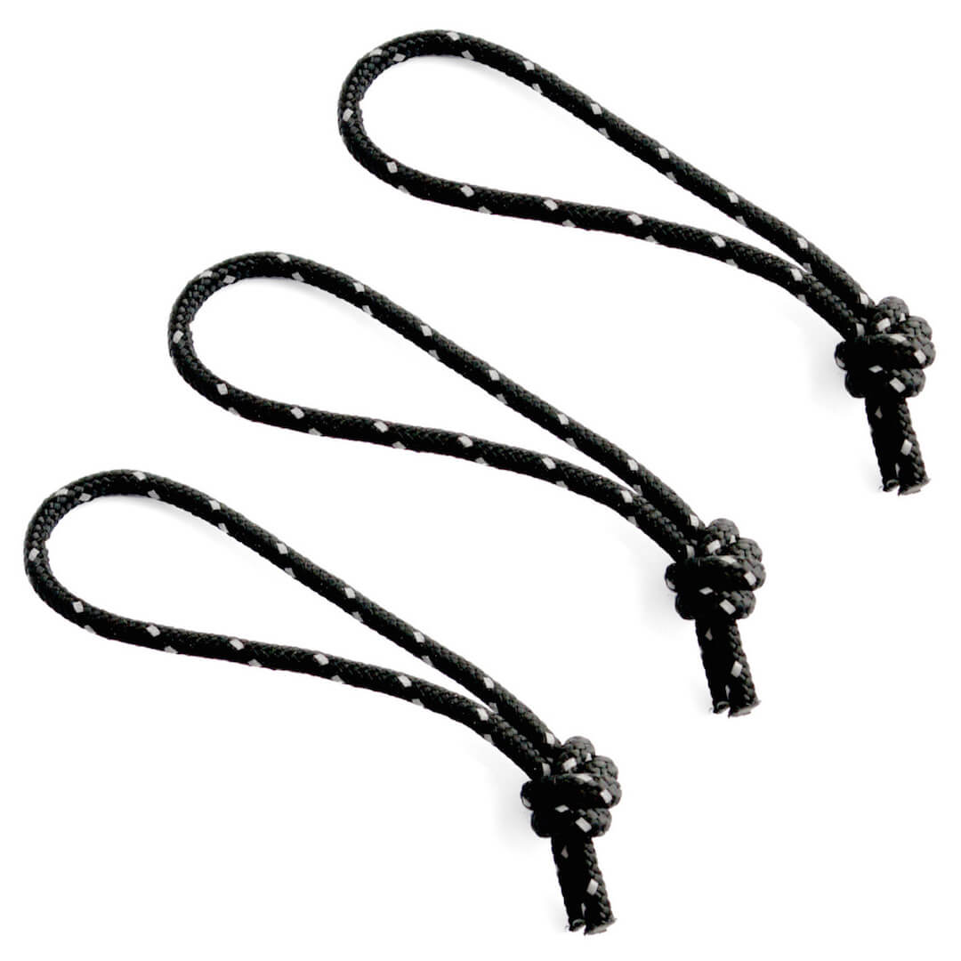 Flowfold Reflective Black Zipper Pulls set of 3 