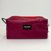 Red color block toiletry bag 