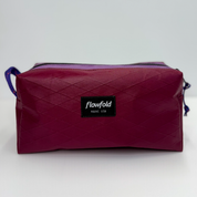 Red and purple color block toiletry bag 