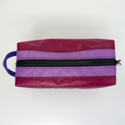 Red and purple color block toiletry bag 