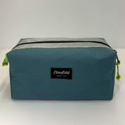 Blue and white color block toiletry bag 