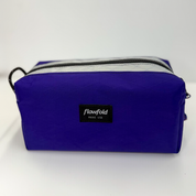 Purple and white color block toiletry bag 