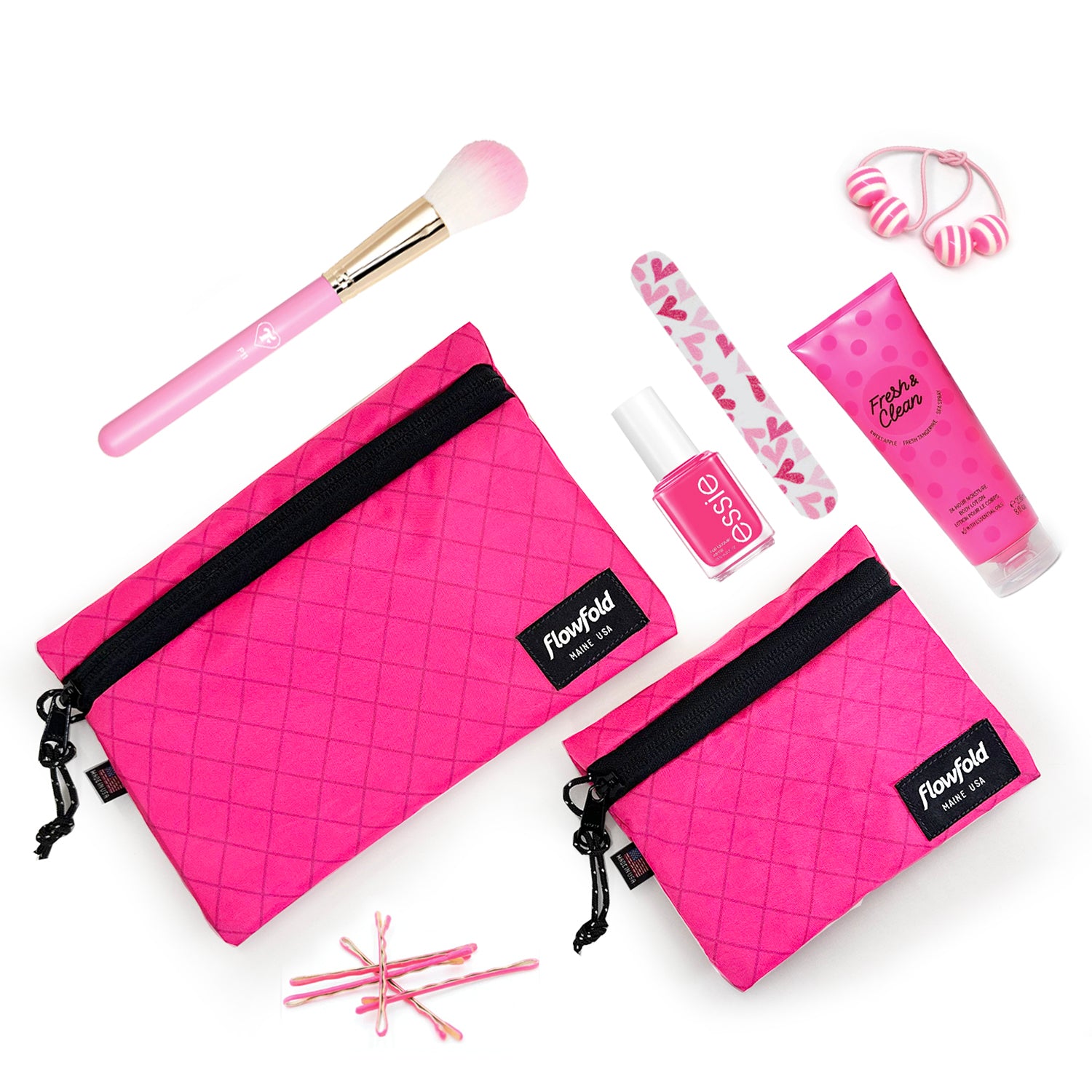 Hot Pink Voyager - Water Resistant Pouch / Utility Zipper Pouches