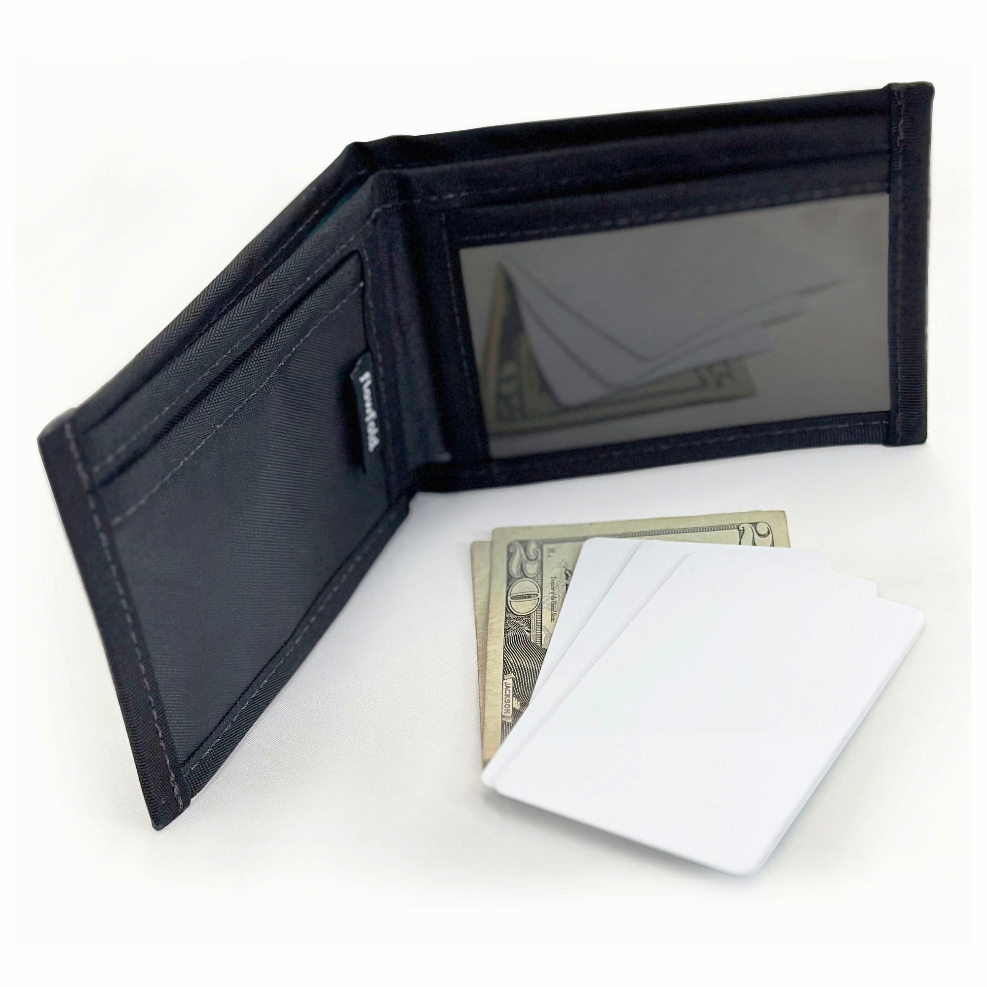 Flowfold Minimalist Slim Baxter Bifold Wallet Made in USA, Maine by Flowfold Black