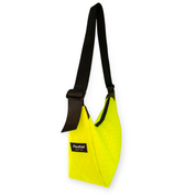 Neon yellow crescent shaped crossbody bag