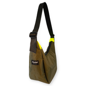 Dark green crescent shaped crossbody bag