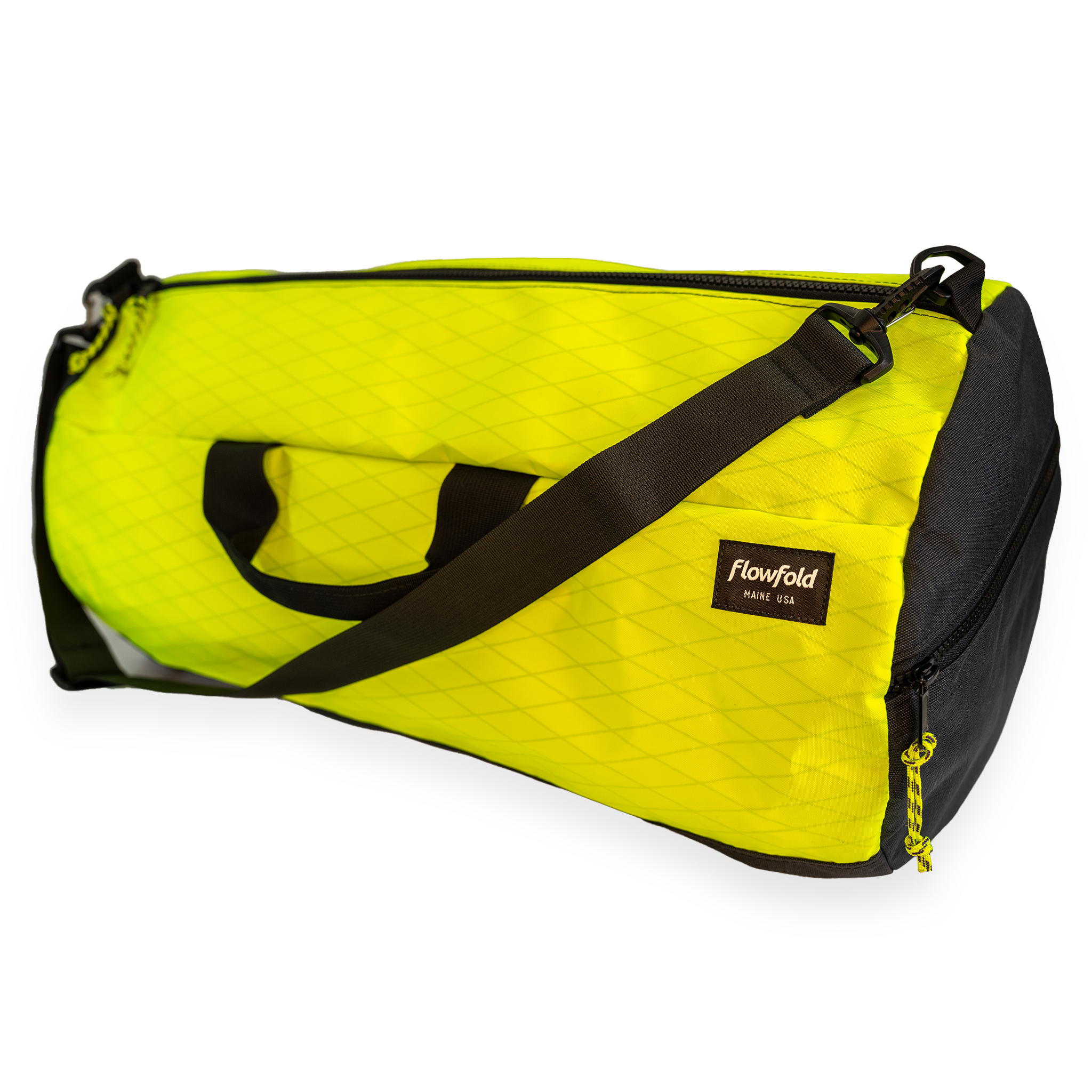 Neon yellow 40L conductor duffle bag with black side panels