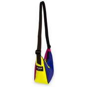 Color blocked mini crescent shaped crossbody bag
