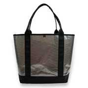 Silver recycled sailcloth tote with black handles