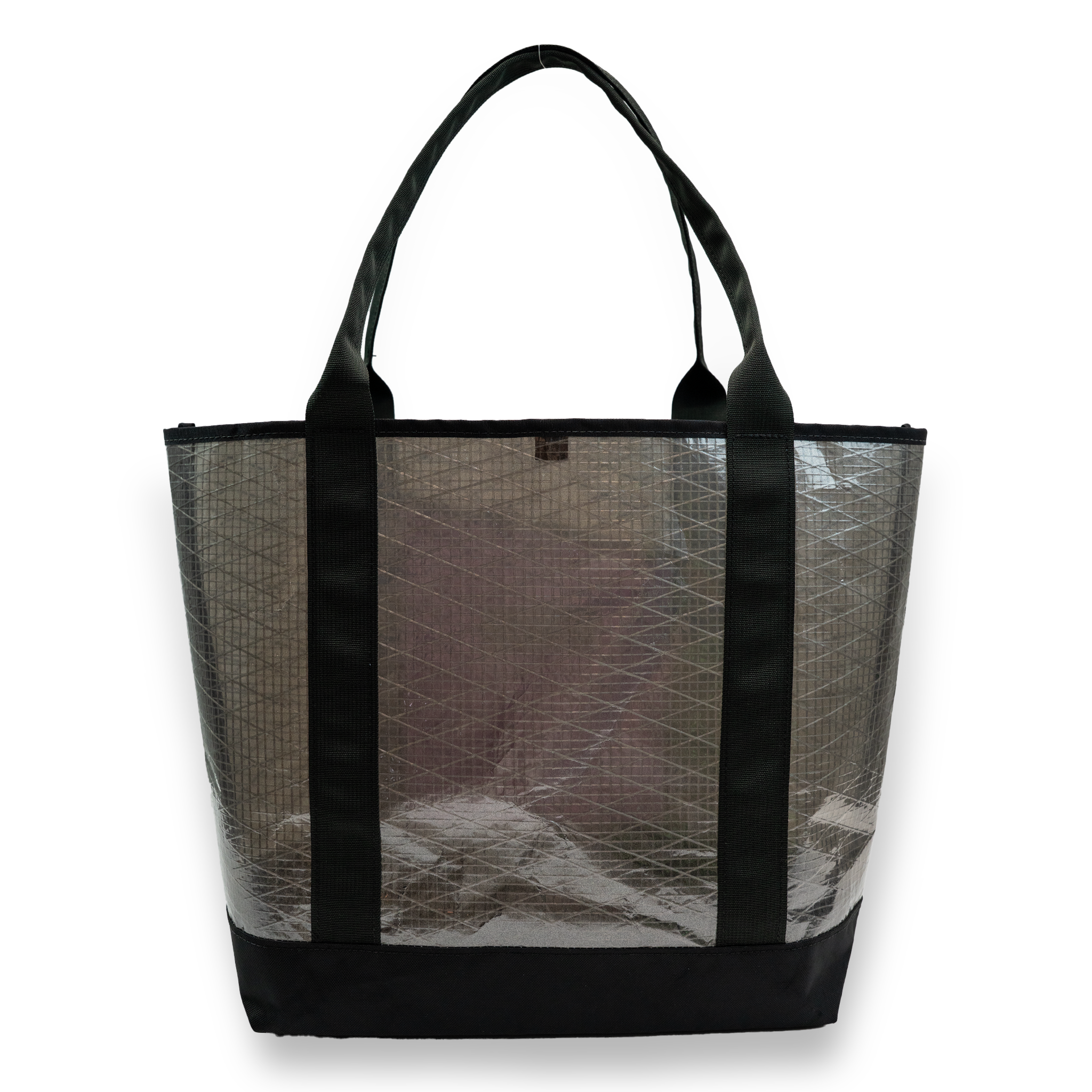 Silver recycled sailcloth tote with black handles