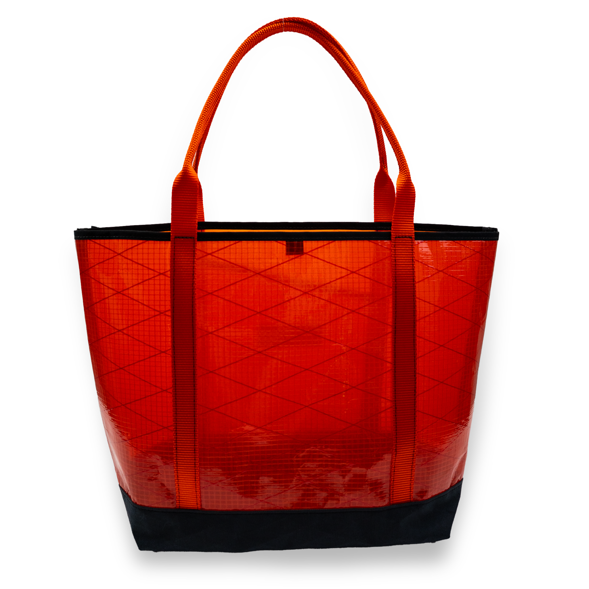 Orange recycled sailcloth tote with orange handles