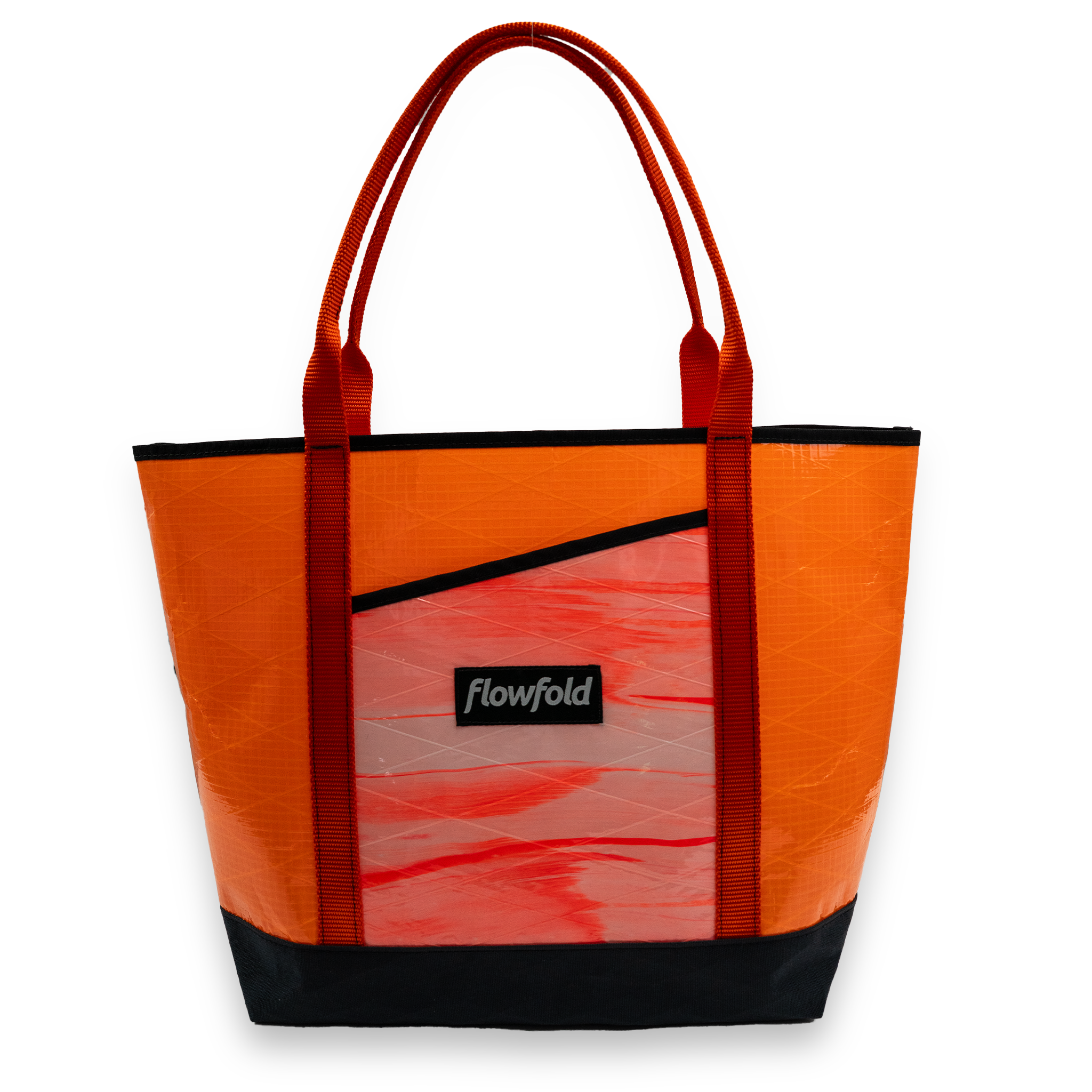 Orange and orange tie dye recycled sailcloth tote with orange straps