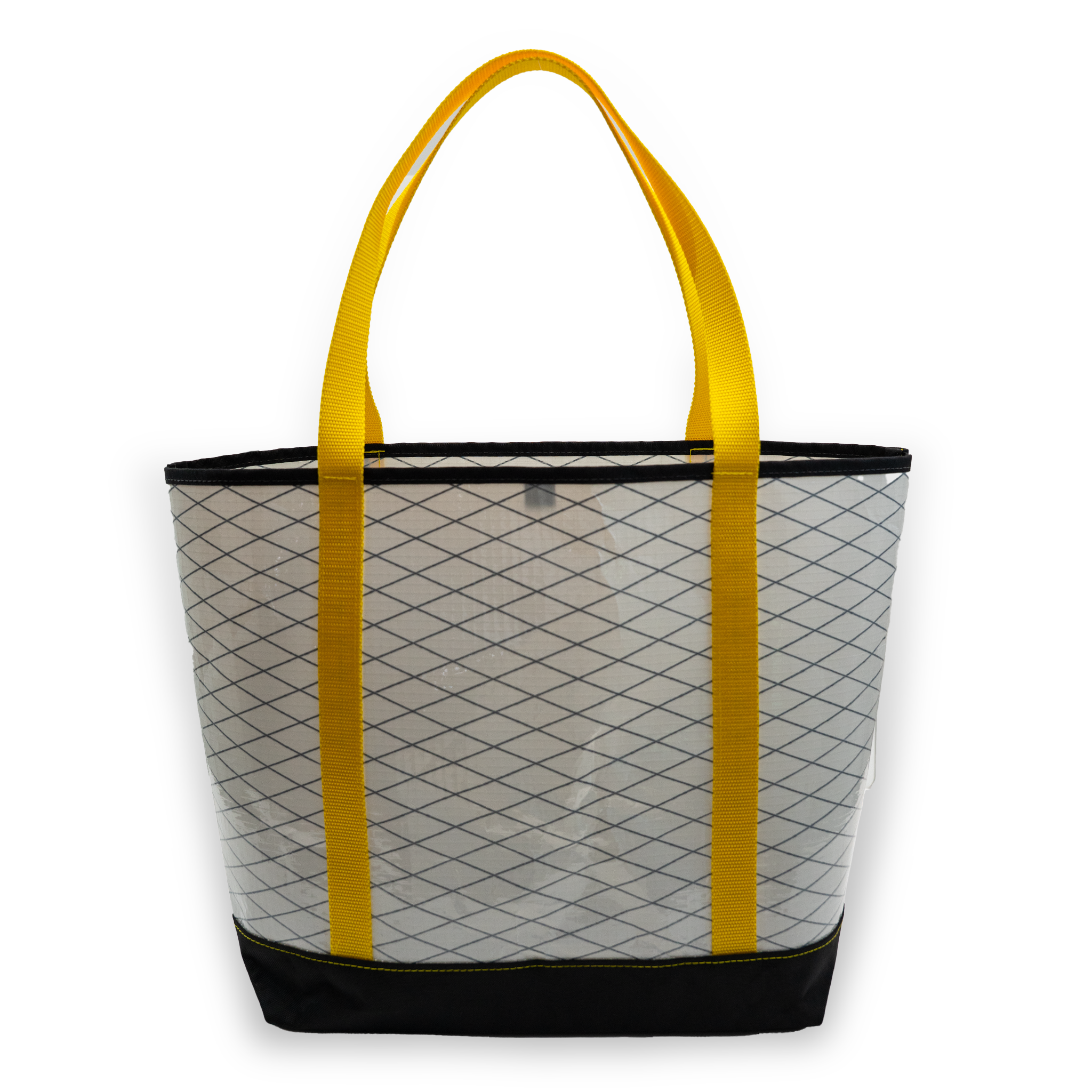 White recycled sailcloth tote with yellow handles