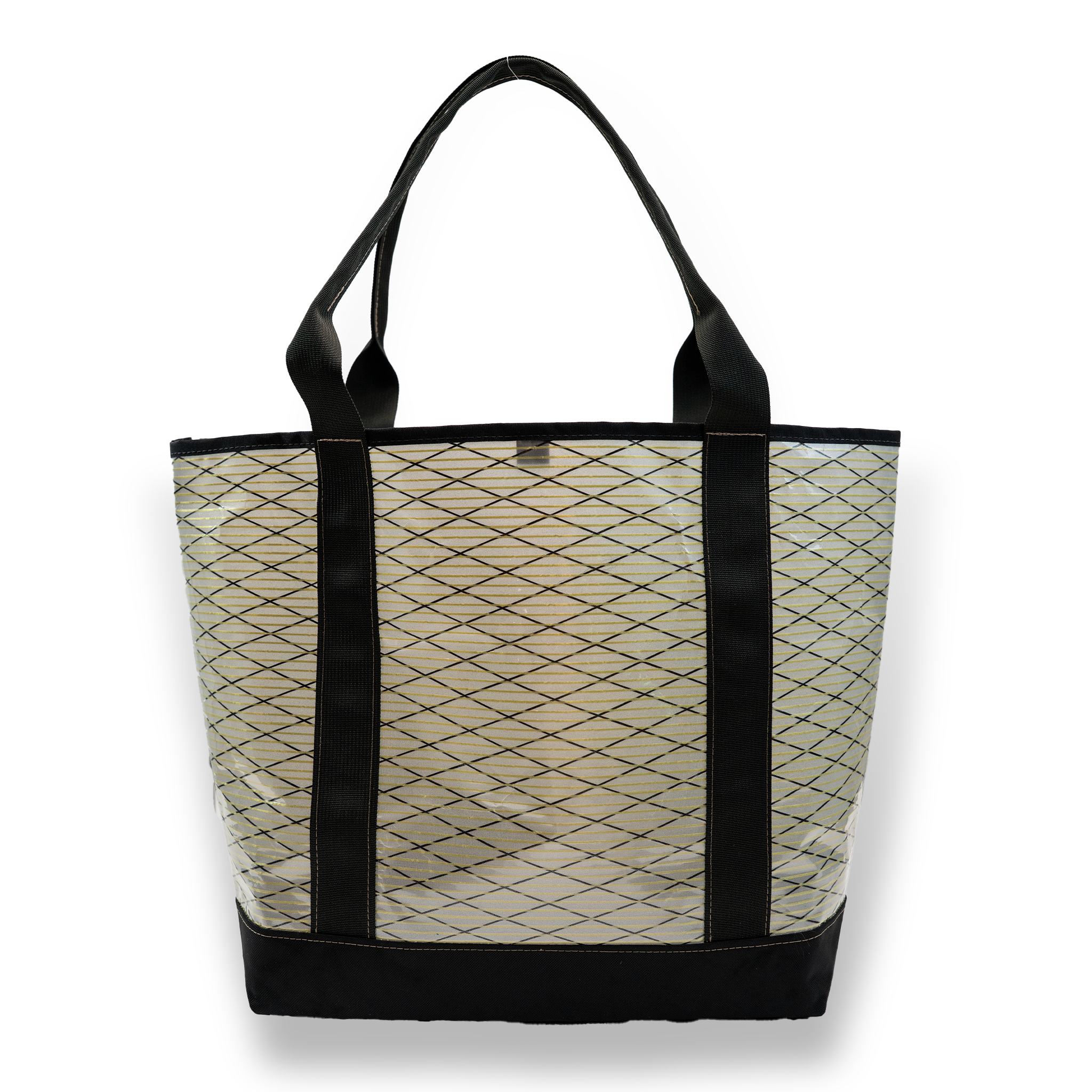 White recycled sailcloth tote with black handles