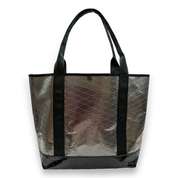 Silver recycled sailcloth tote with black handle