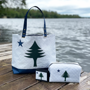 Original Maine x Flowfold White 20L Tote Bag with interior zipper pocket