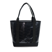 Grey sailcloth tote bag with transparent pattern on a white background