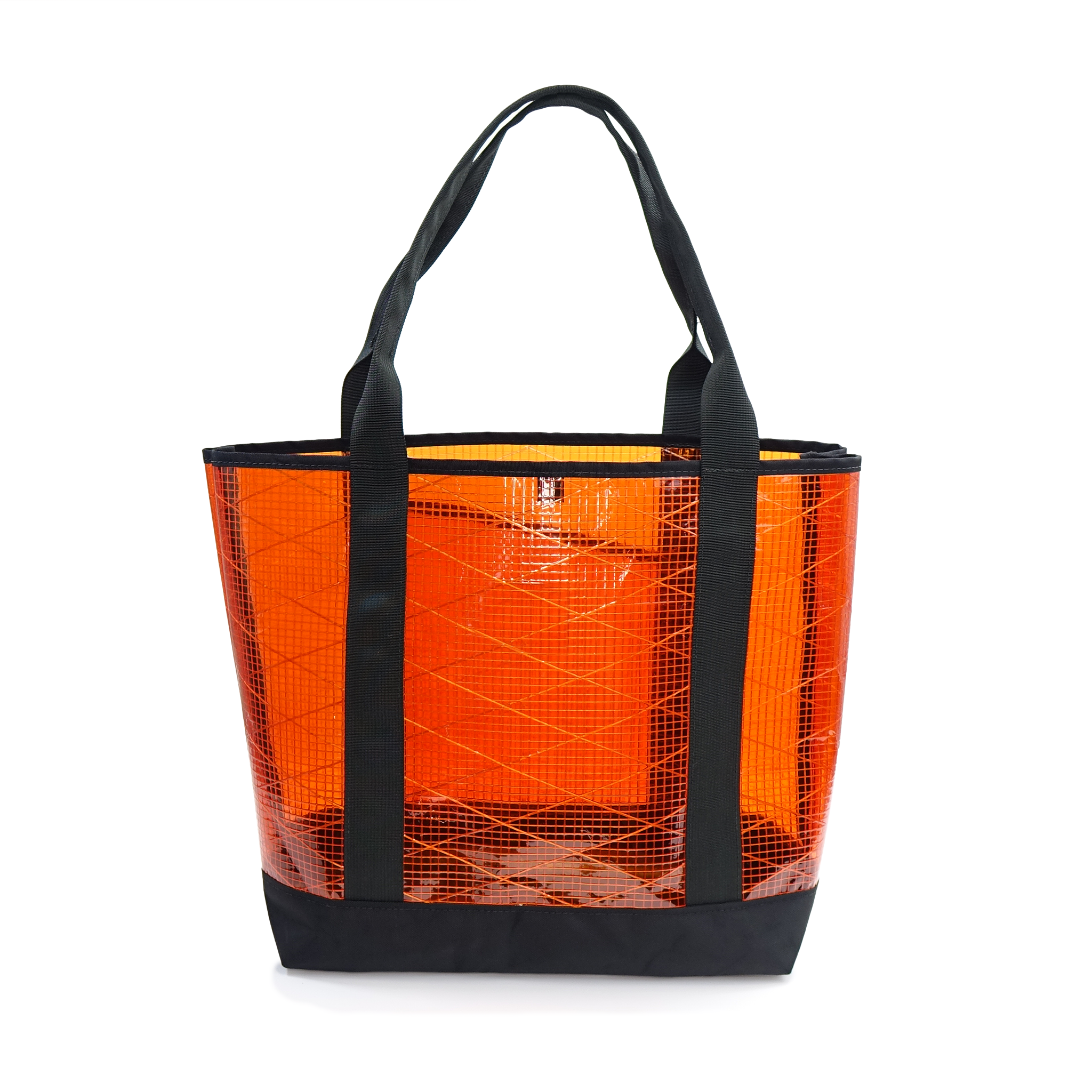 Rust Sailcloth tote bag with black handles on a white background