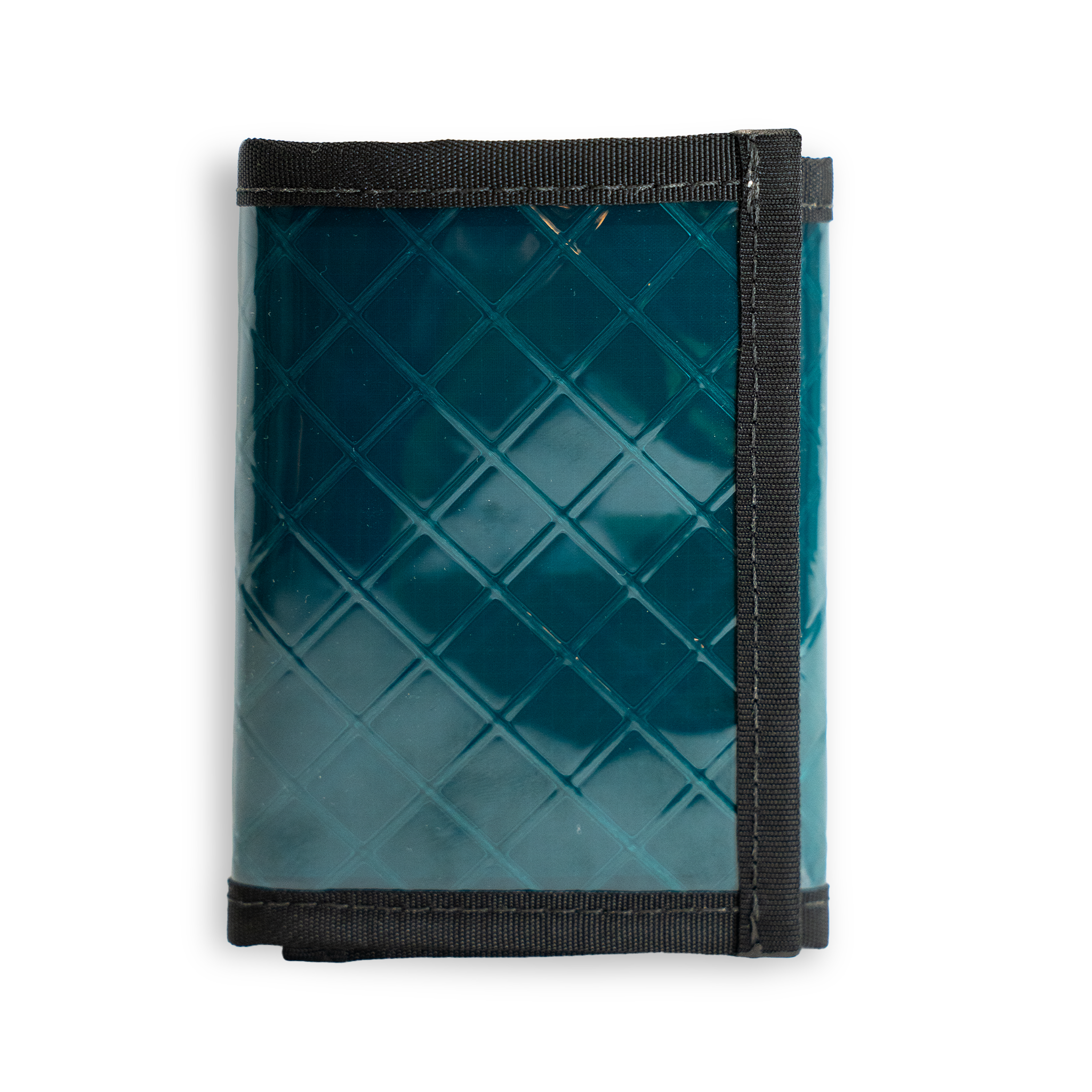 Jade sailcloth wallet with black frame on a white background