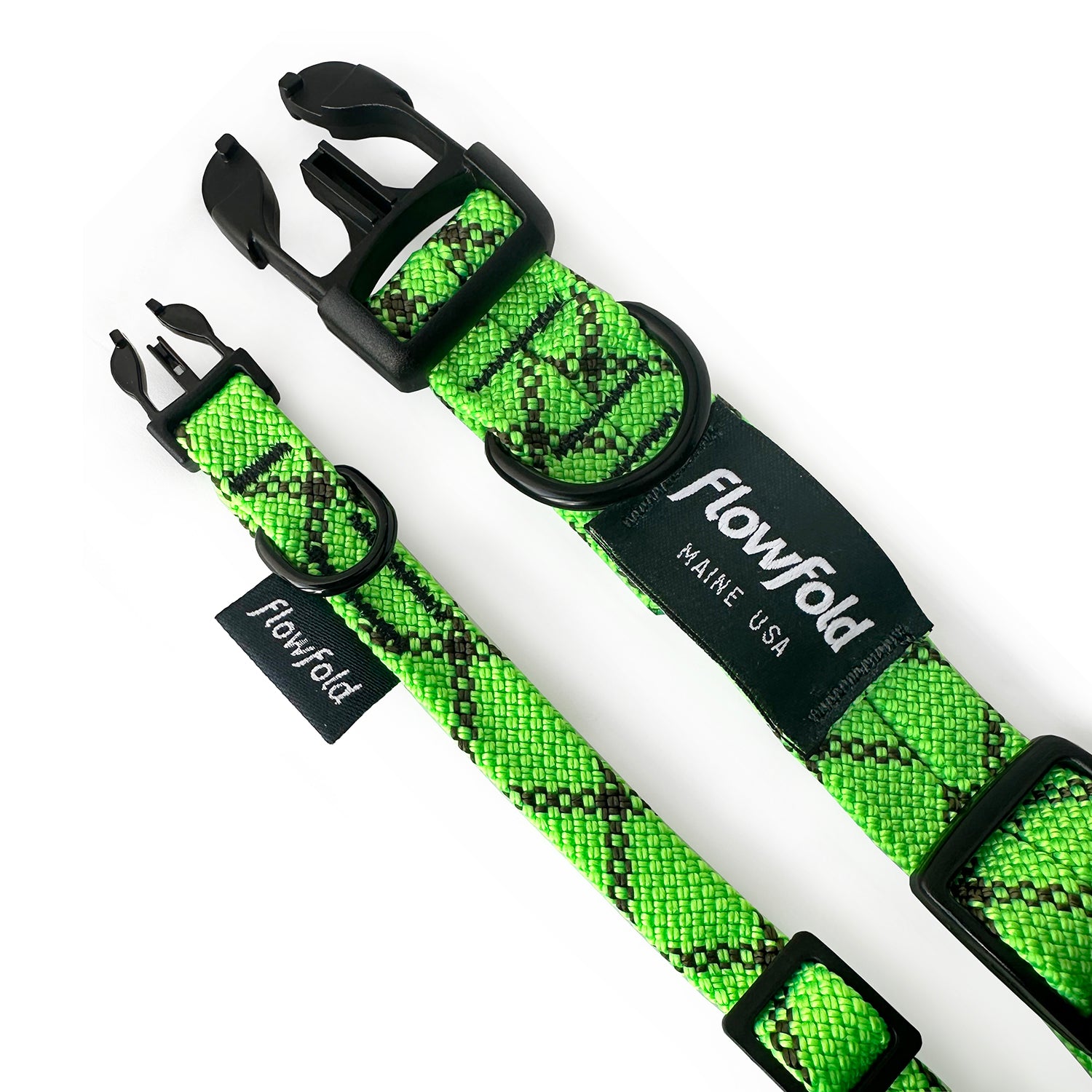 rubber tree collar Flowfold Recycled Climbing Rope Dog Collar Medium / Green Rope