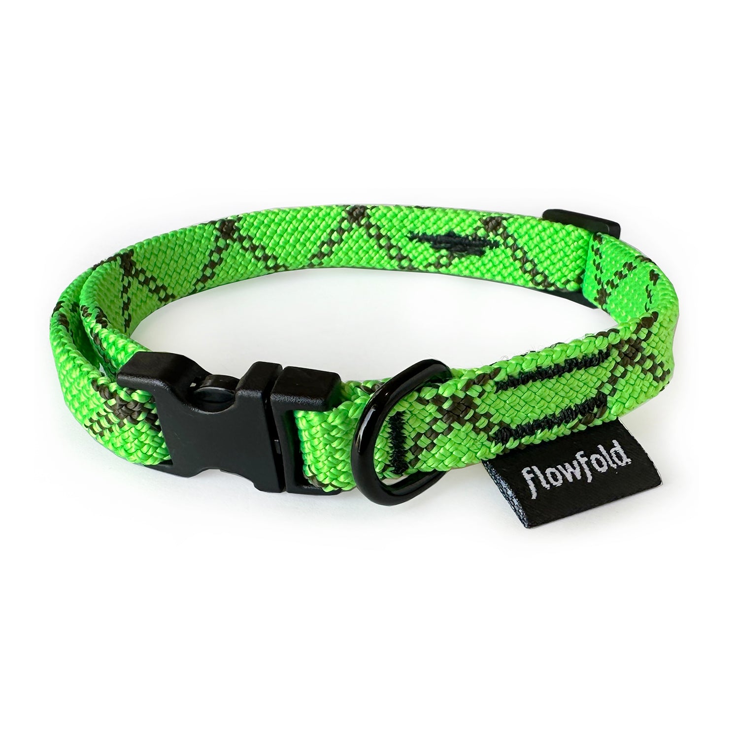 rubber tree collar Flowfold Recycled Climbing Rope Dog Collar, Small / Green Rope
