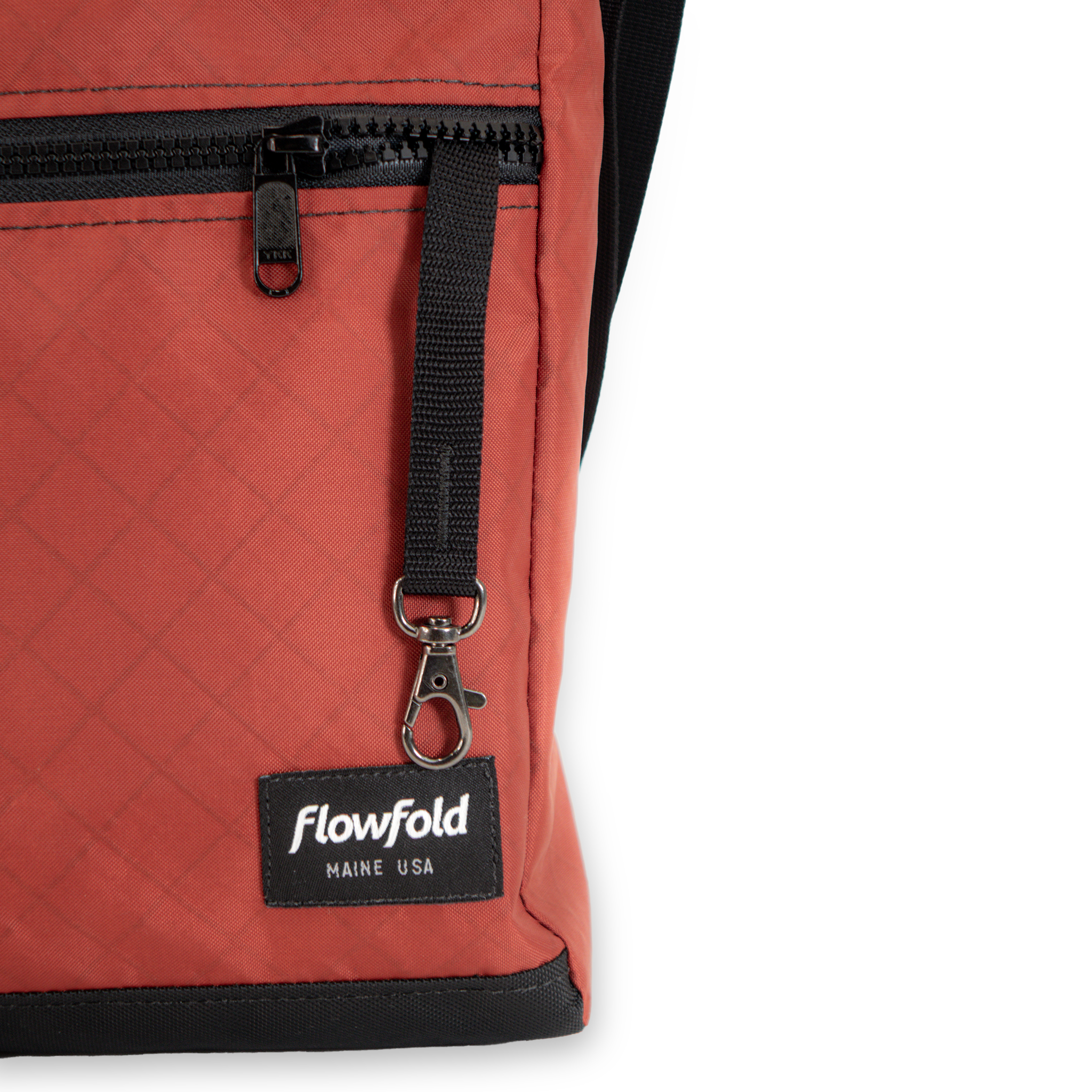 Crossbody bag showing the details, a key leash 