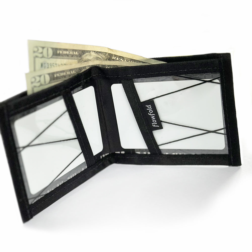 Flowfold Vanguard Bifold Wallet Made in USA, Maine by Flowfold of Recycled Polyester EcoPak Fabric, Hot Pink