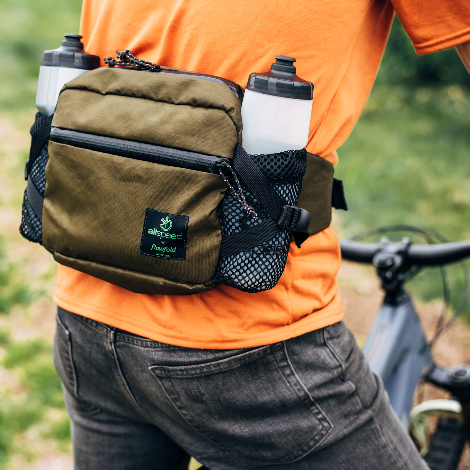 Allspeed x Flowfold Hip Pack - Recycled Olive, On Model