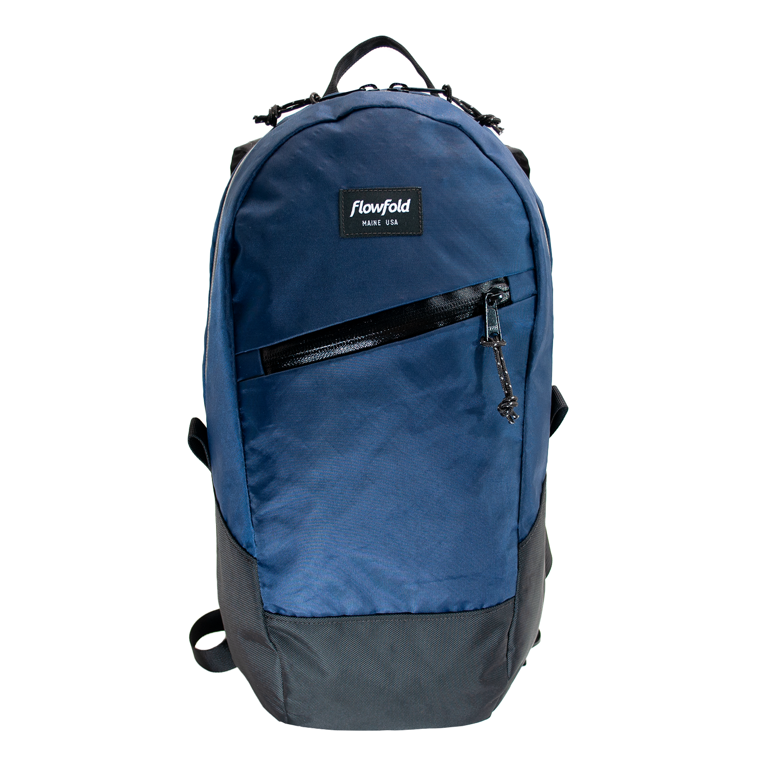 Flowfold Recycled Navy Optimist 10L Mini Day Backpack with Front Zipper Pocket Made in USA, Maine by Flowfold