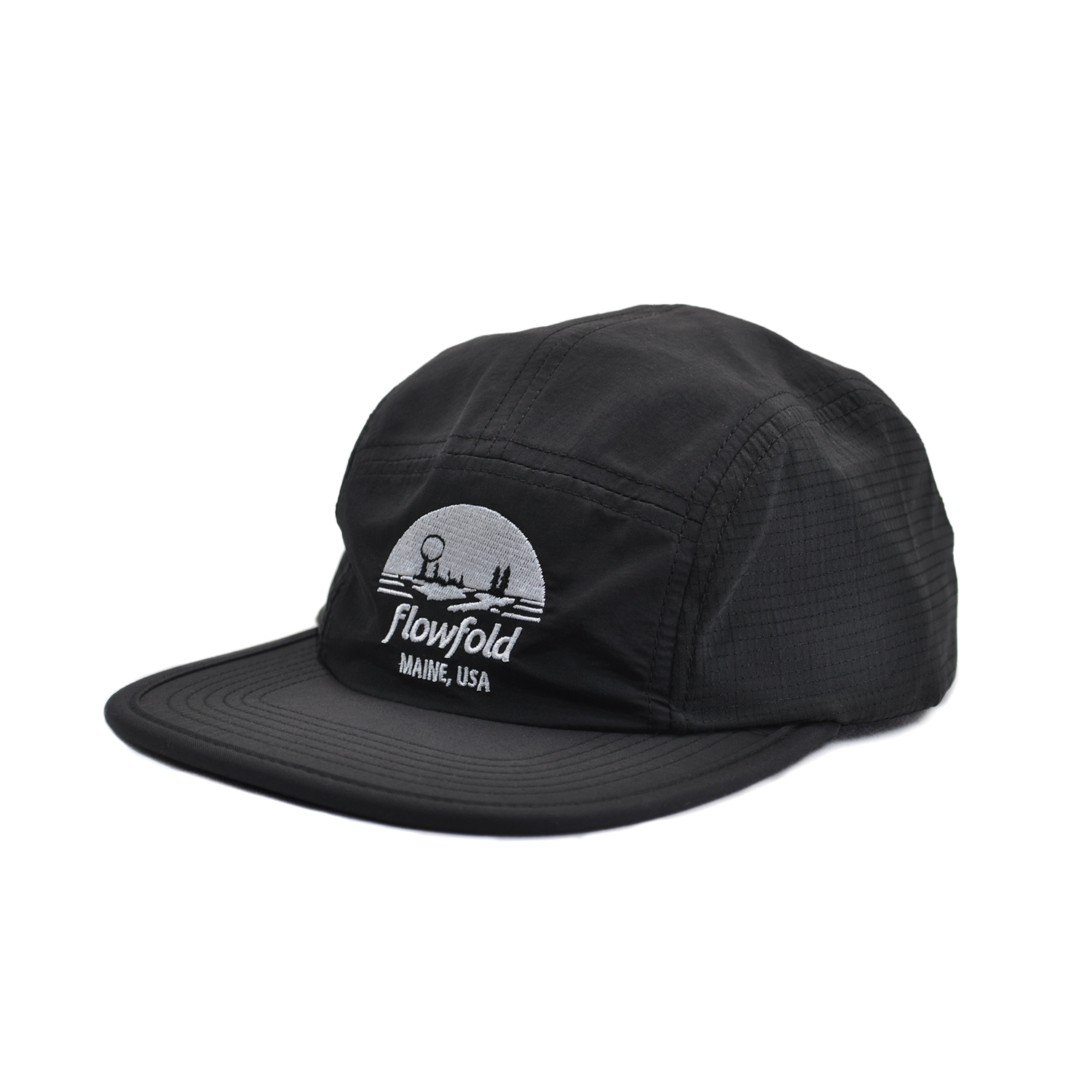 Flowfold Island Logo Navy Blue Performance hat for running and hiking