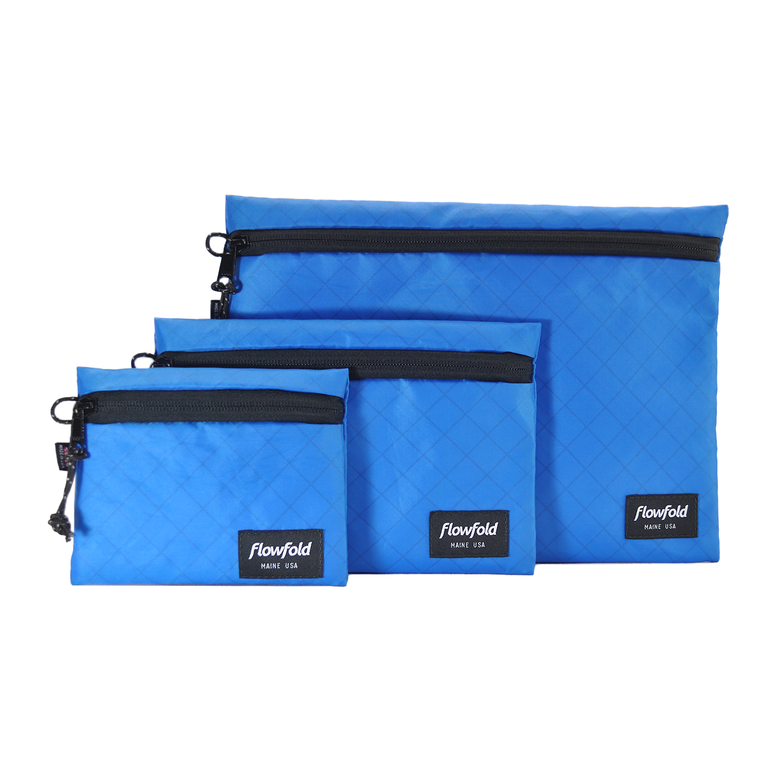  Utility Zipper Pouches Set Blue EcoPak Recycled Polyester