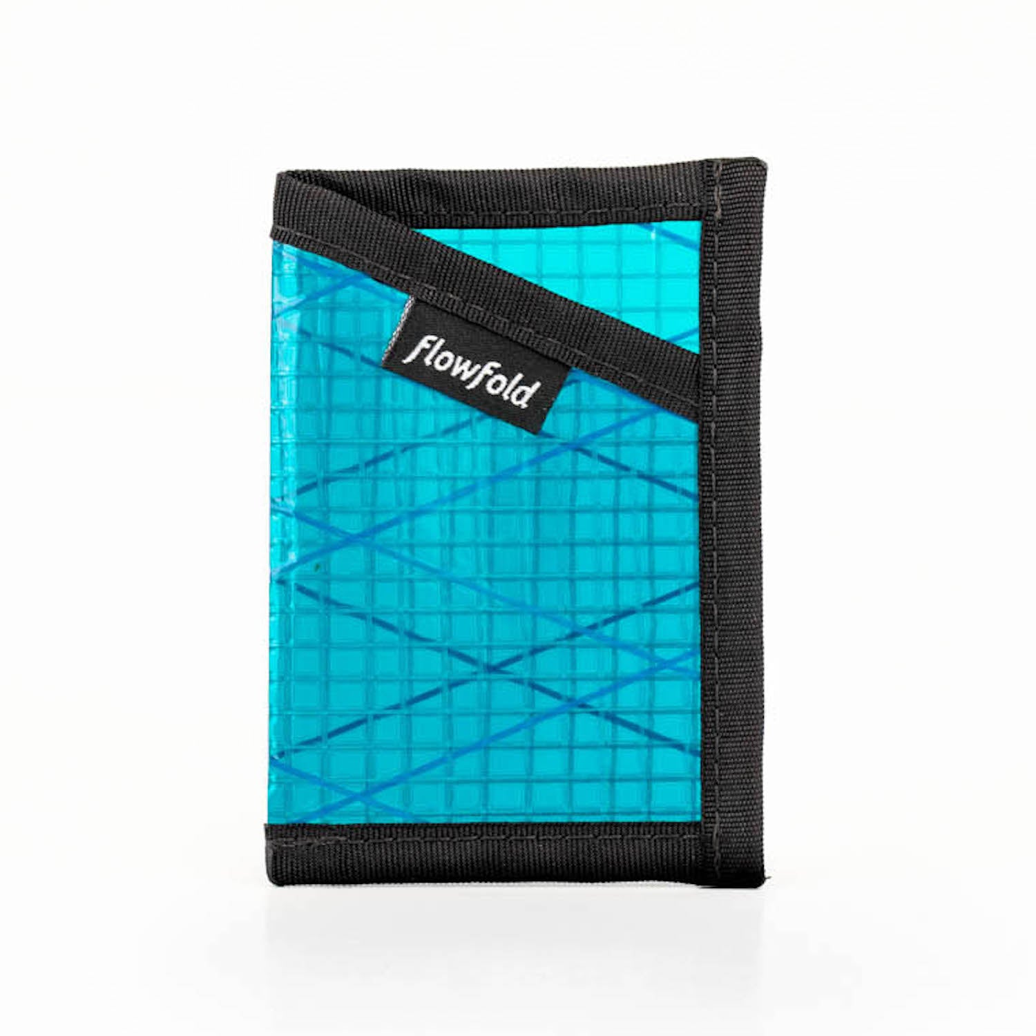 Flowfold Cyan Recycled Sailcloth Minimalist Card Holder Wallet Made in USA, Maine by Flowfold Turquoise Sailcloth