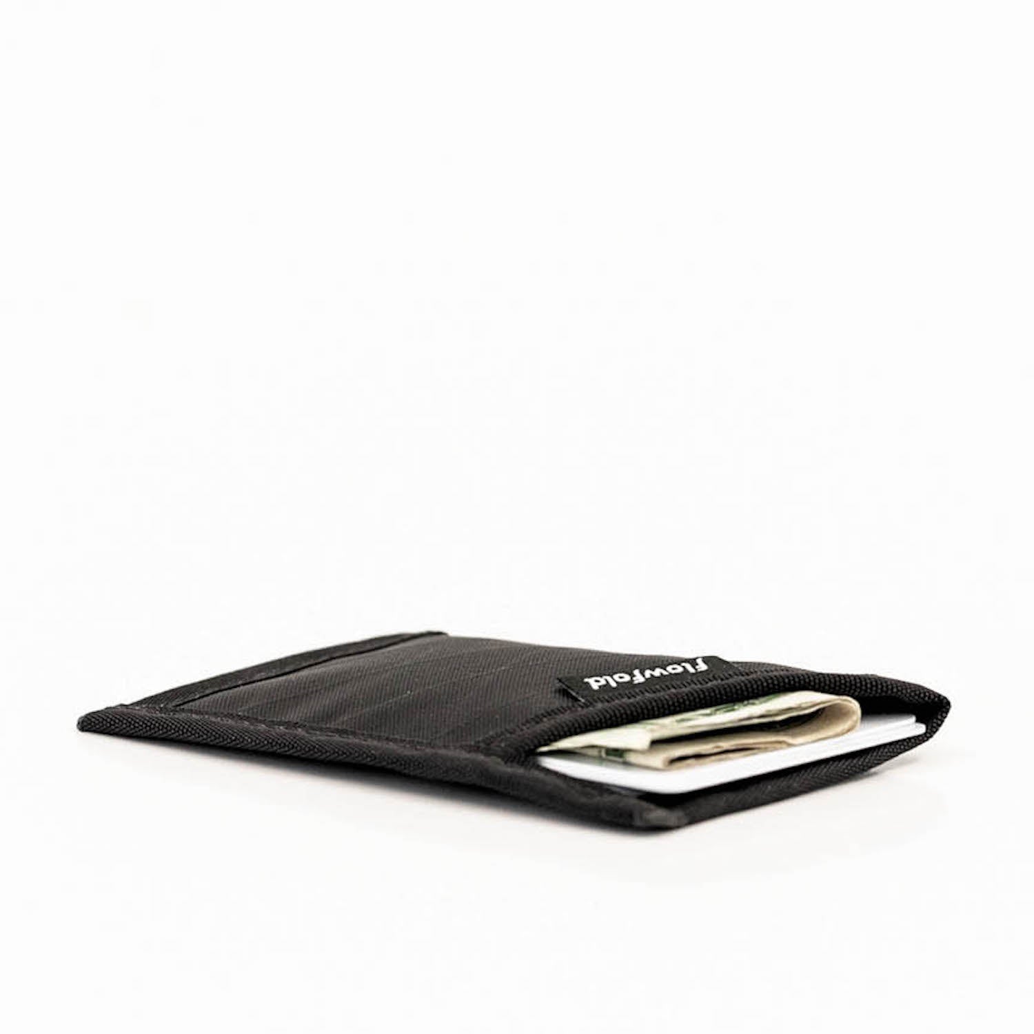 Flowfold Recycled Black RFID-Blocking Minimalist Wallet - Durable Slim Front Pocket Card Holder, Made in USA Flowfold Recycled Black RFID-Blocking Minimalist Wallet - Durable Slim Front Pocket Card Holder, Made in USA