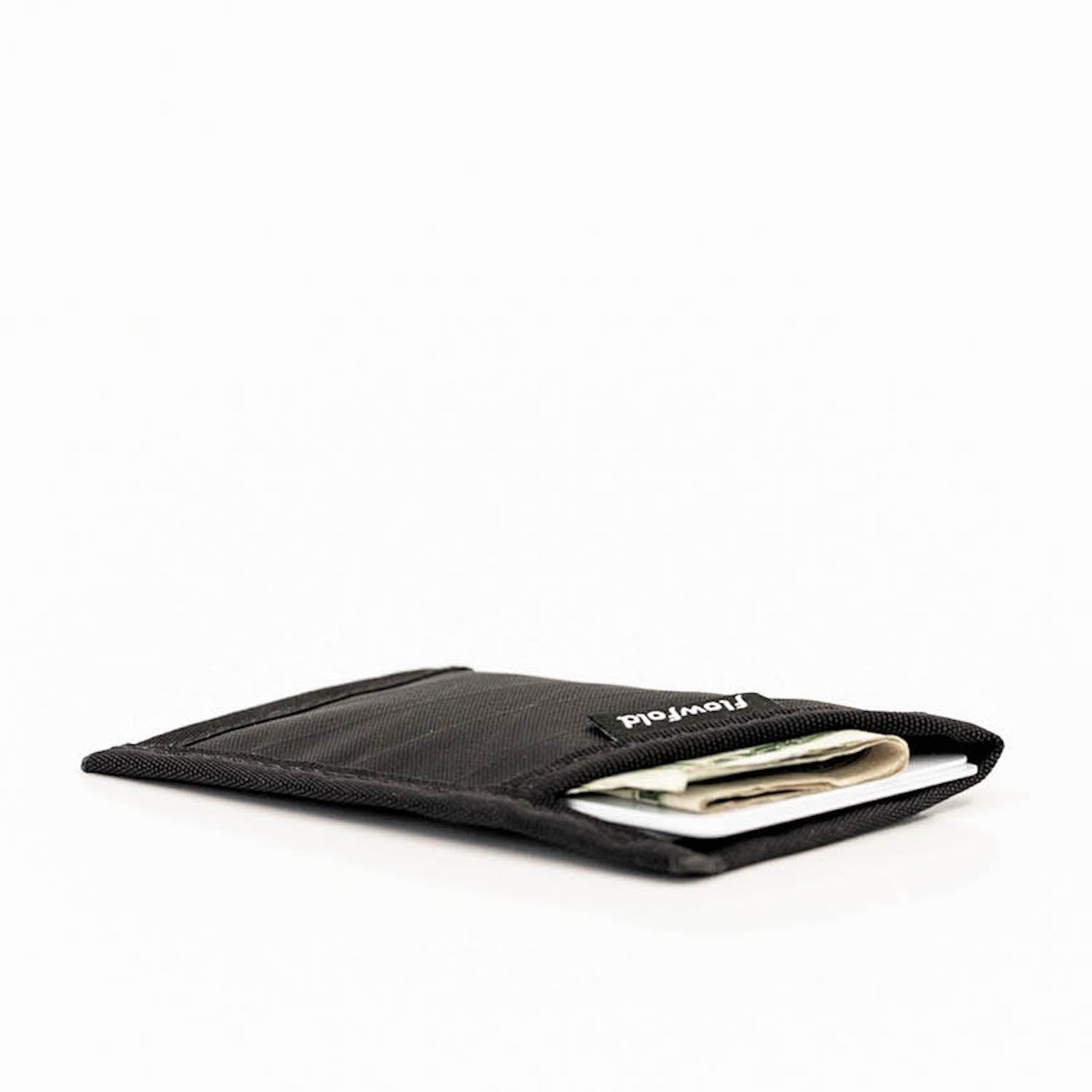 Flowfold Minimalist Card Holder Wallet Recycled Wallet of 100% Recycled Polyester EcoPak Jet Black