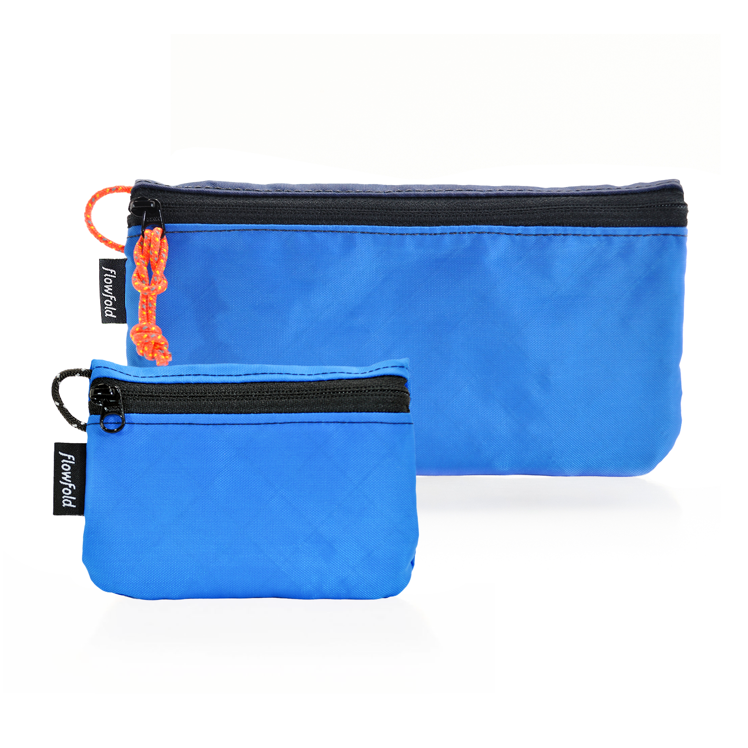 Flowfold Camden Kit: Creator Large Zippered Women's Wallet For Cash, Cards, and Phone + Essentialist Zipper Pouch, Recycled Blue/Navy