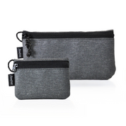 Flowfold Camden Kit: Creator Large Zippered Women's Wallet For Cash, Cards, and Phone + Essentialist Zipper Pouch, Recycled Heather Grey