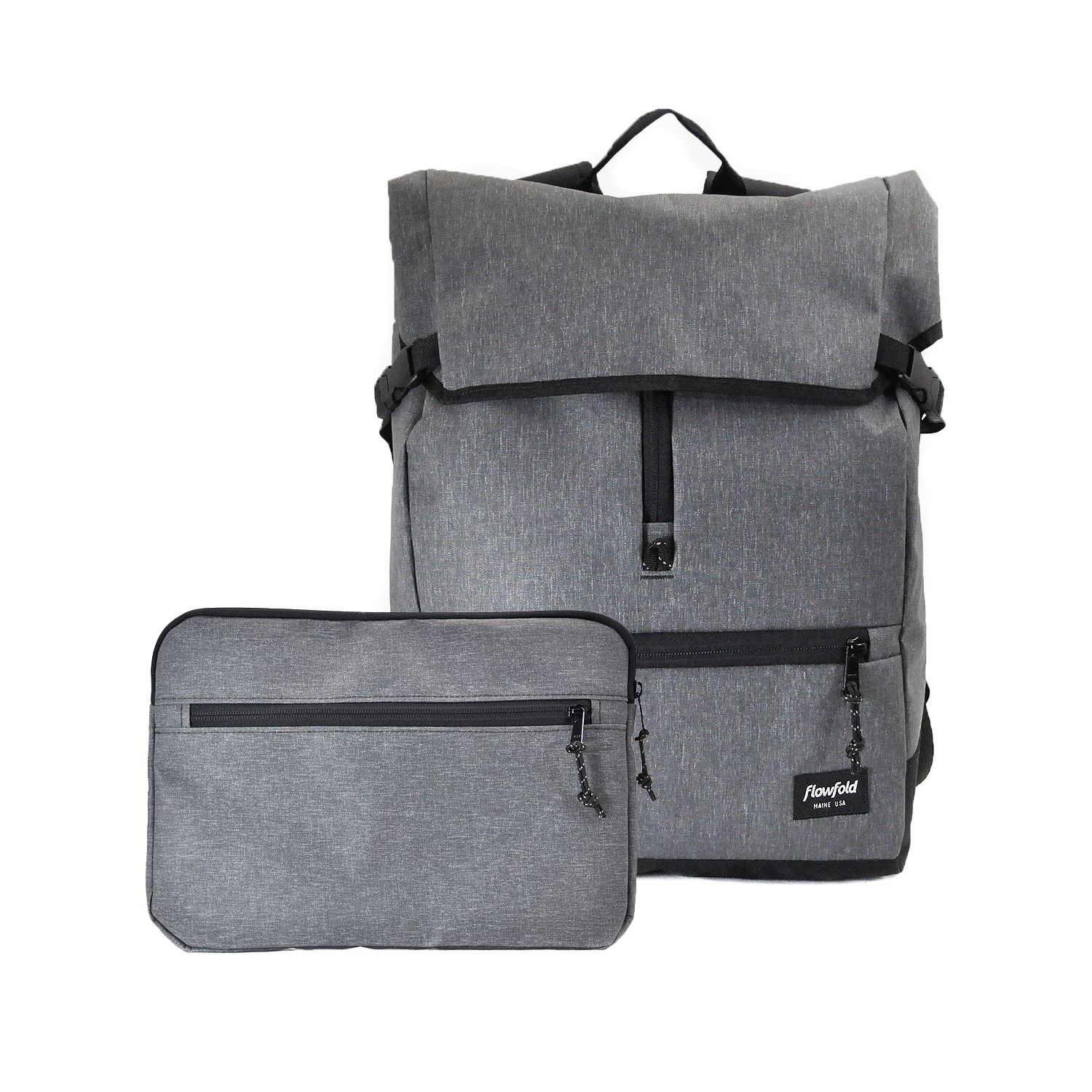 Rockland Kit: Commuter Backpack + Laptop Case for travel, commutes, and weather-resistant adventures - Recycled Heather Grey