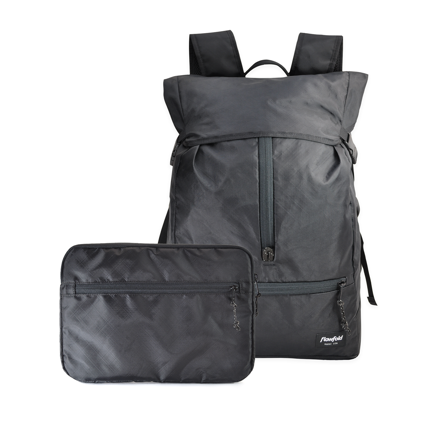Rockland Kit: Commuter Backpack + Laptop Case for travel, commutes, and weather-resistant adventures - Recycled Jet Black